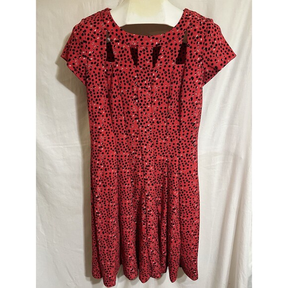 Red Cut Out Leopard Print Party Dress 80s  Formal Club Sexy Bling Sequin Dance Q - Picture 1 of 7